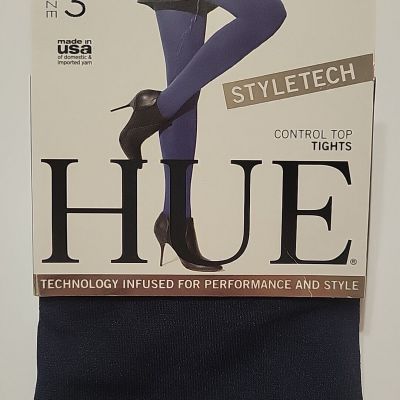 HUE Navy Blue Tights Control Top 1 Pair Womens Size 3 New Cool Temp Styletech